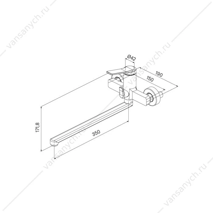 Смеситель для ванны с длинным изливом, глянцевый хром, Parker, IDDIS, PARSB02i10WA