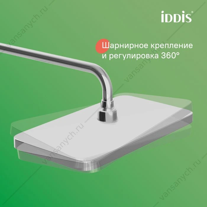 Душевая система с тропическим душем и изливом, глянцевый хром, Parker, IDDIS, PARSB3Fi06