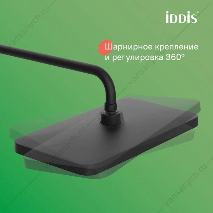 Душевая система с тропическим душем и изливом, матовый черный, Parker, IDDIS, PARBL3Fi06