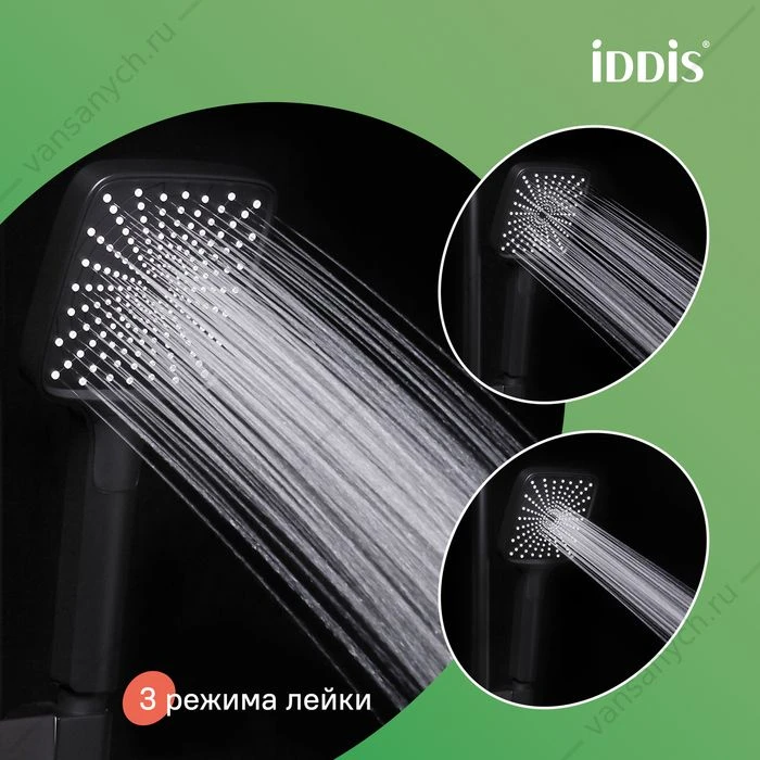 Душевая система с тропическим душем и изливом, матовый черный, Parker, IDDIS, PARBL3Fi06