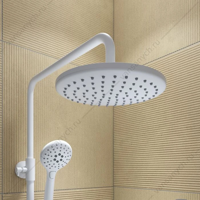 Смеситель с верхним душем и изливом, белый матовый, Ray, IDDIS, RAYWT3Fi06
