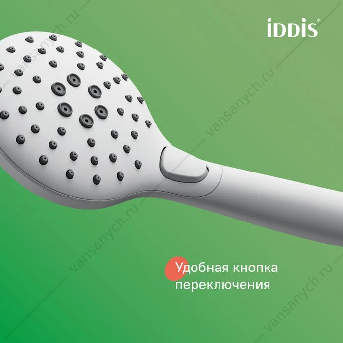 Смеситель с верхним душем и изливом, белый матовый, Ray, IDDIS, RAYWT3Fi06