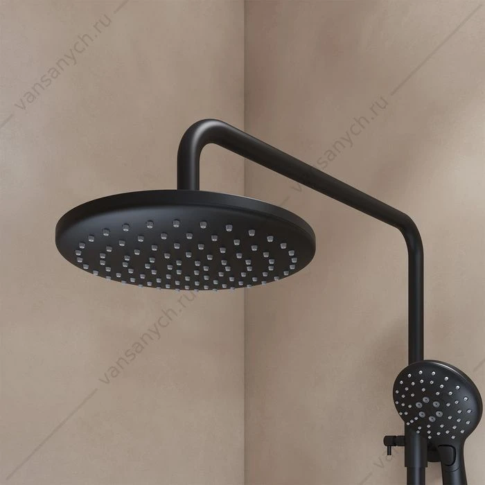 Смеситель с верхним душем и изливом, черный матовый, Ray, IDDIS, RAYBL3Fi06
