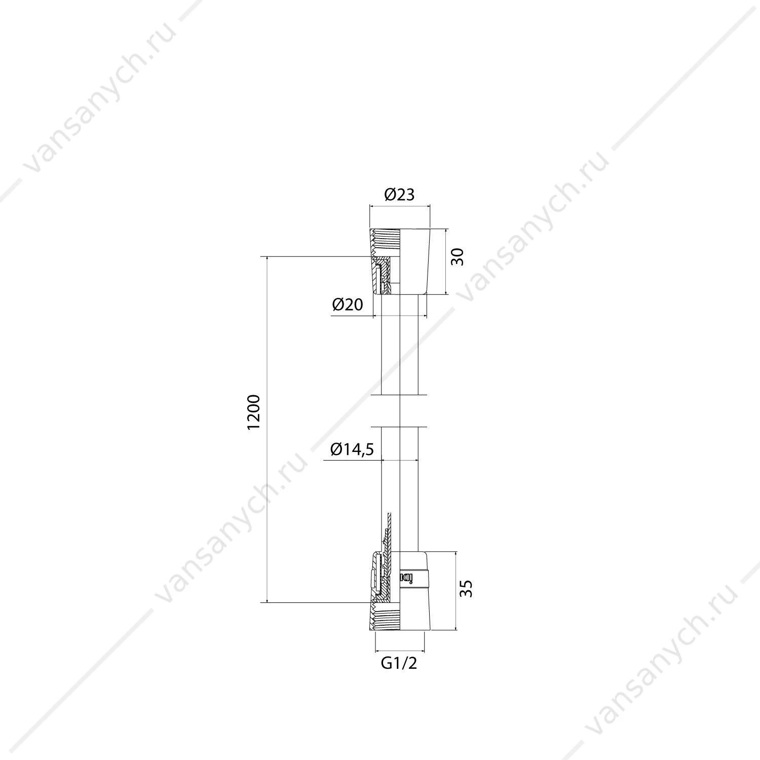 Шланг для душа, черный матовый, силиконовый, 1,2м, Optima Home, IDDIS, OPH12BLi19