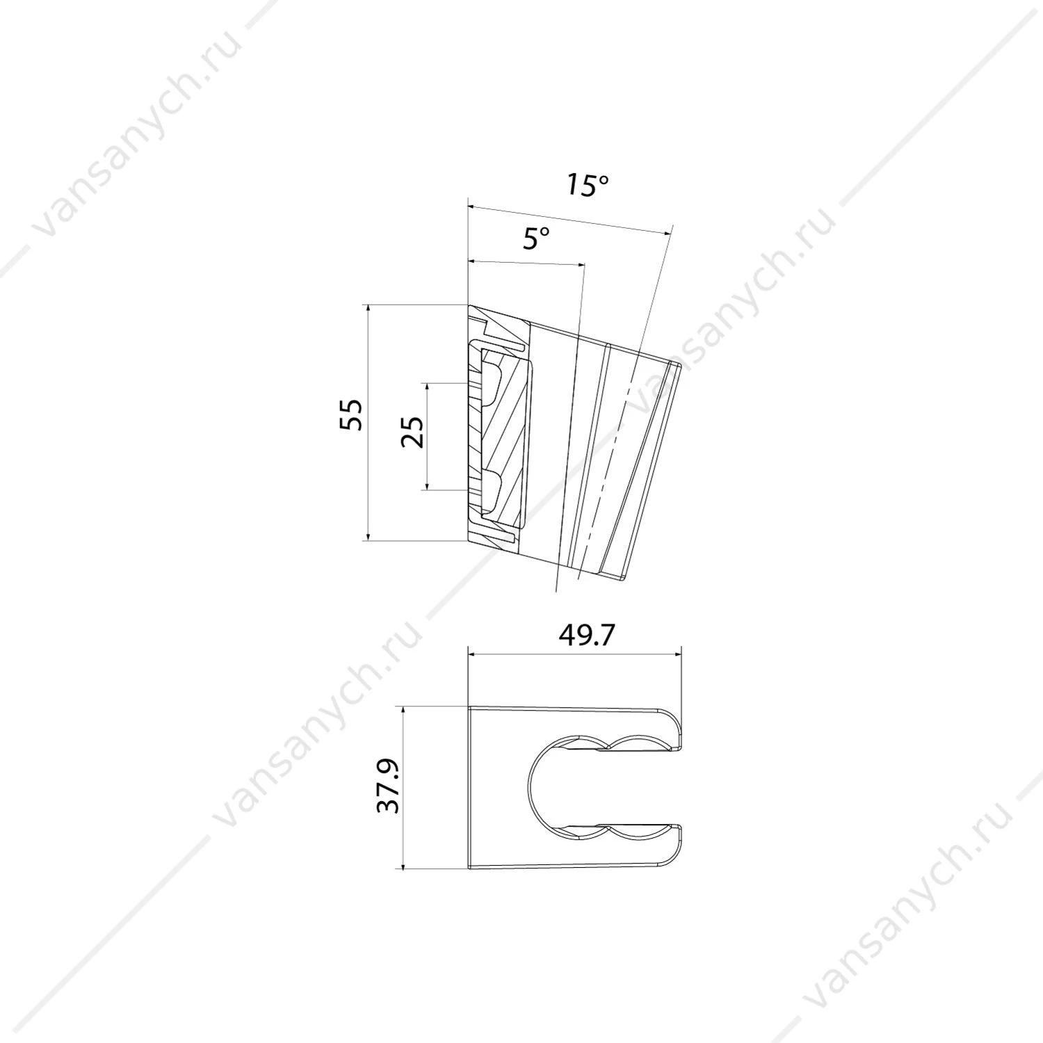 Держатель для лейки, графитовый, 080, IDDIS, 080GL00i53