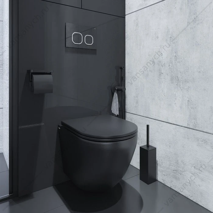 Унитаз безободковый подвесной, чёрный, Blanco, IDDIS, BLAR3BMi25