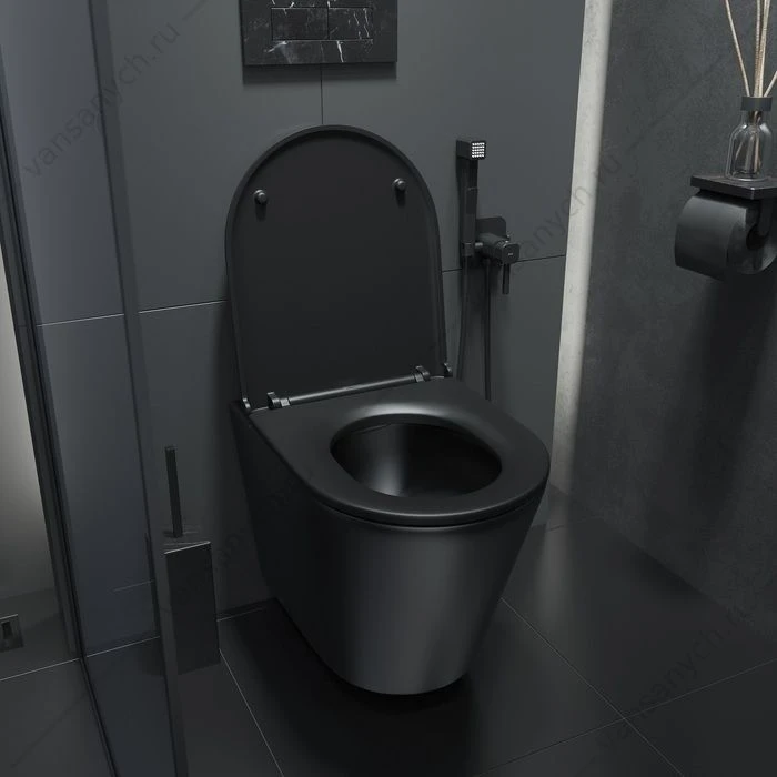 Унитаз безободковый подвесной, чёрный, Calipso, IDDIS, CALR3BMi25