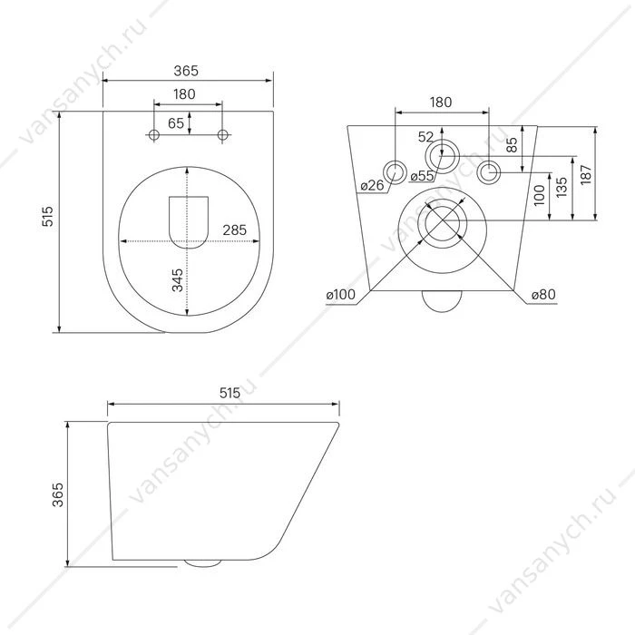 Унитаз безободковый подвесной, чёрный, Calipso, IDDIS, CALR3BMi25