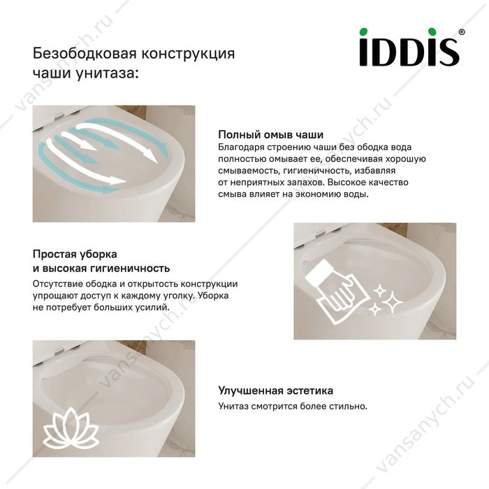 Унитаз безободковый приставной Bild, IDDIS, BILRDSEi26