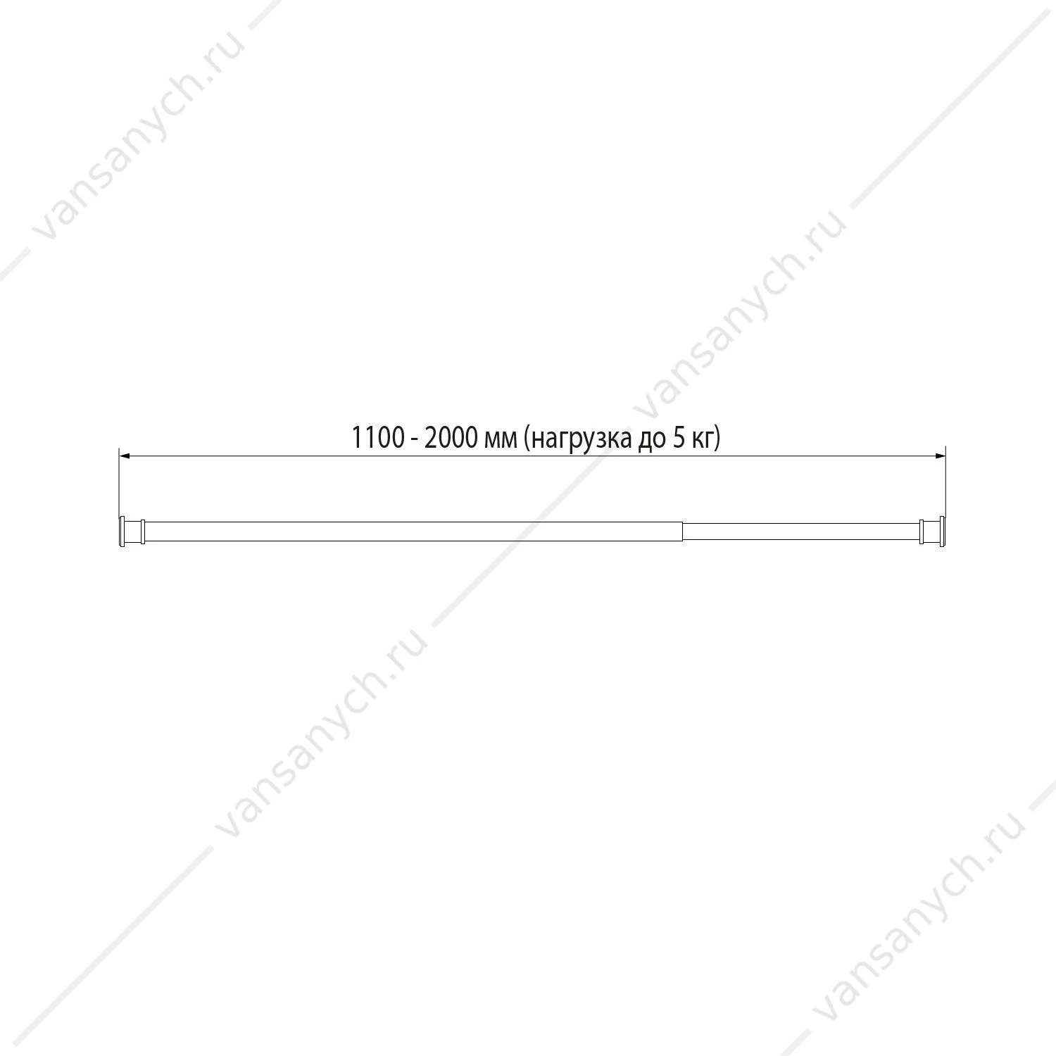 Карниз для ванной 110-200 см, черный матовый, Elegante, IDDIS, RSB0120i14
