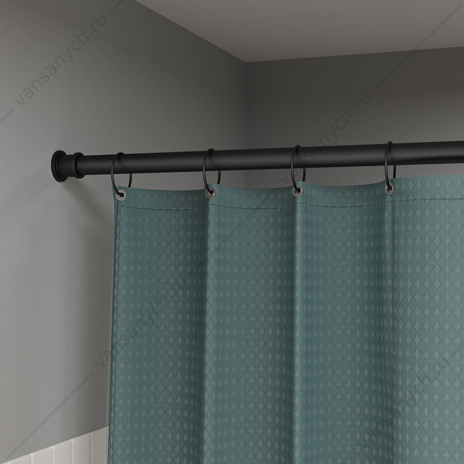 Карниз для ванной 110-200 см, черный матовый, Elegante, IDDIS, RSB0120i14