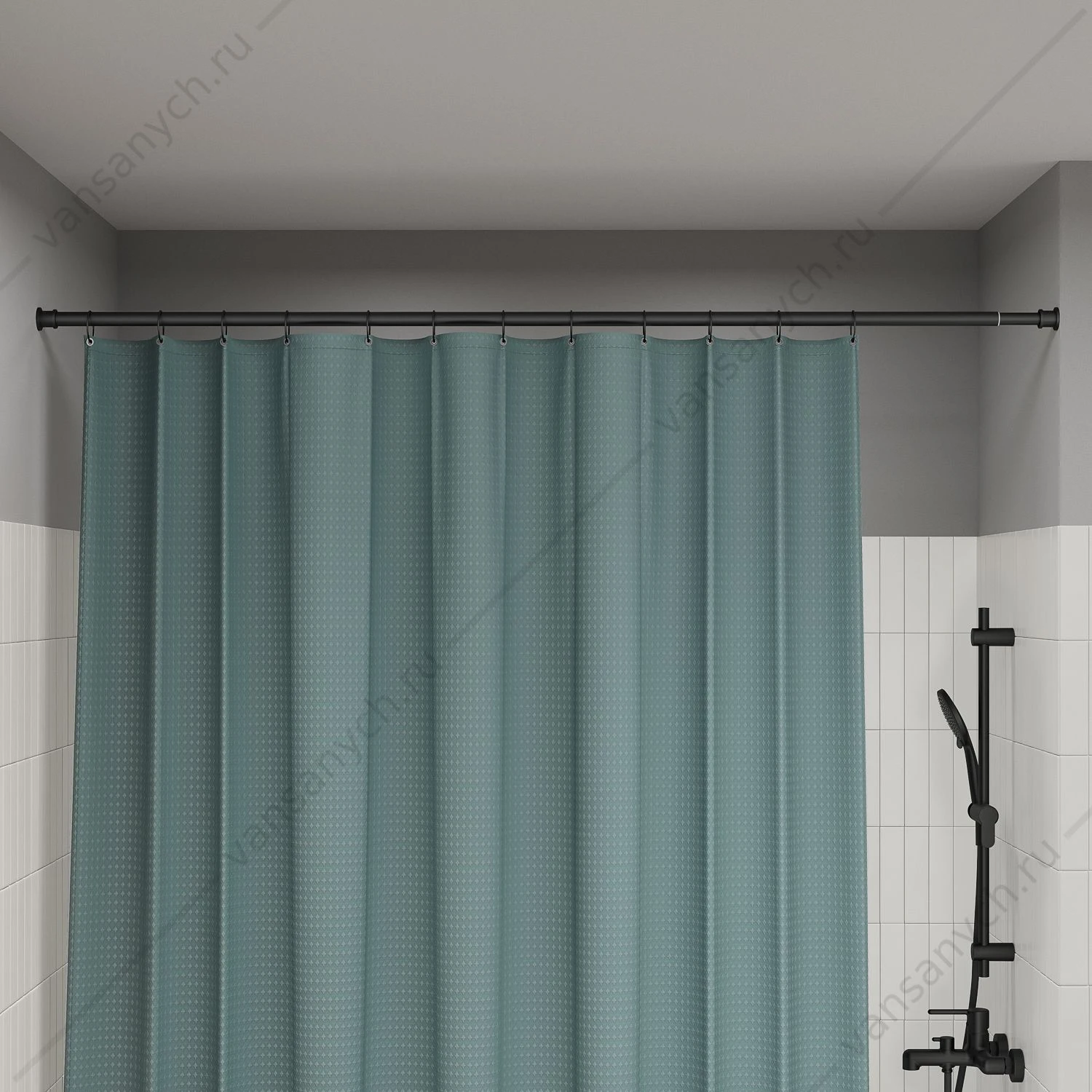 Карниз для ванной 110-200 см, черный матовый, Elegante, IDDIS, RSB0120i14
