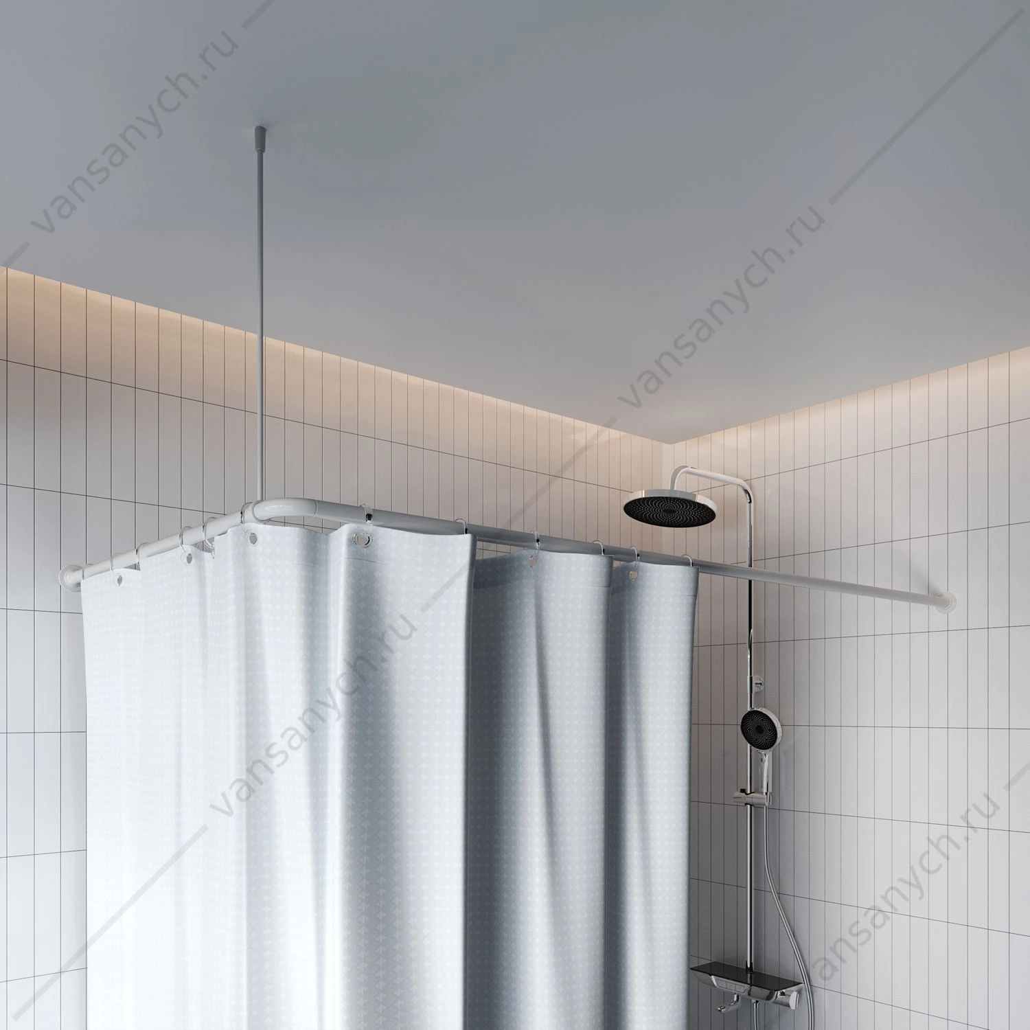 Карниз угловой для ванной 90-180 см, белый, Elegante, IDDIS, 040A200I14