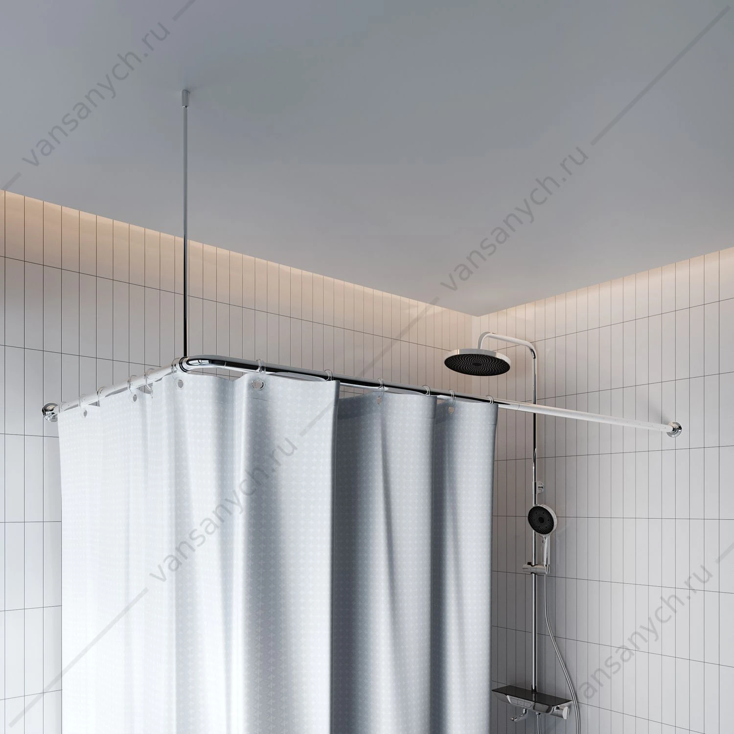 Карниз угловой для ванной 90-180 см, хром глянц., Elegante, IDDIS, 050A200I14