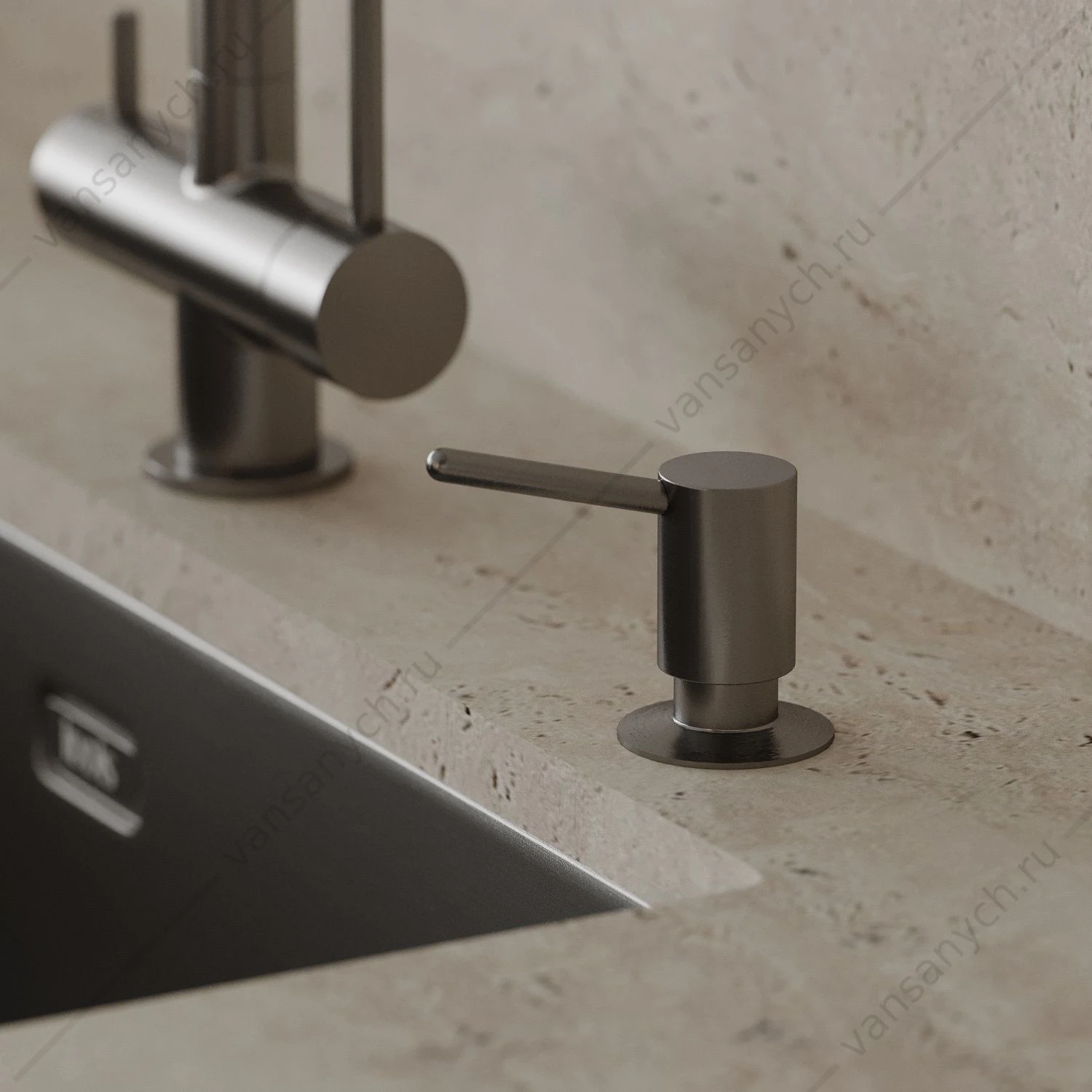 Дозатор PVD светлый графит, Kitchen Line, IDDIS, SDIGM00i59