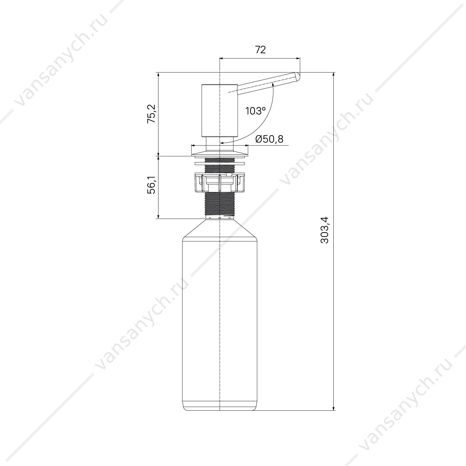 Дозатор PVD светлый графит, Kitchen Line, IDDIS, SDIGM00i59