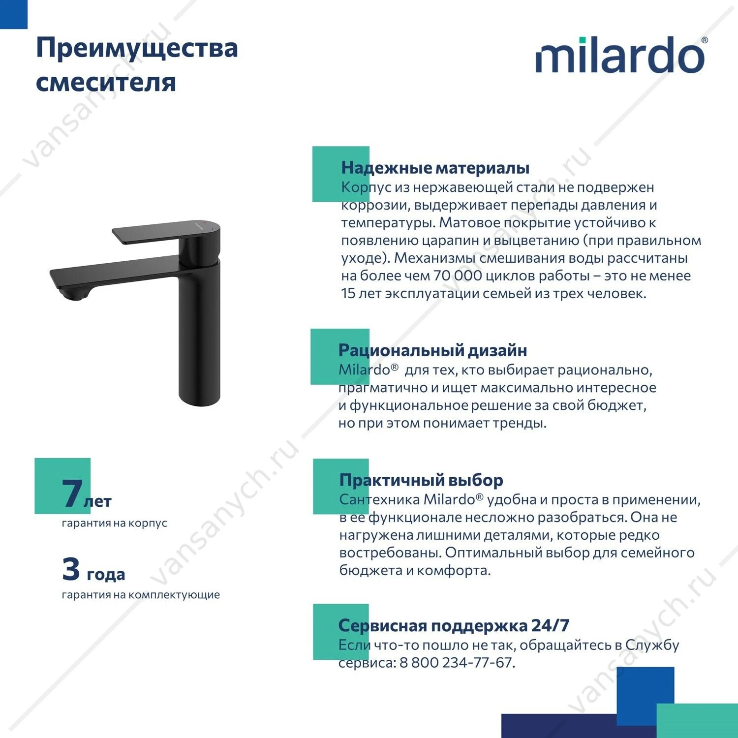 Смеситель для раковины, чёрный матовый, Maze, Milardo, MAZBL00M01