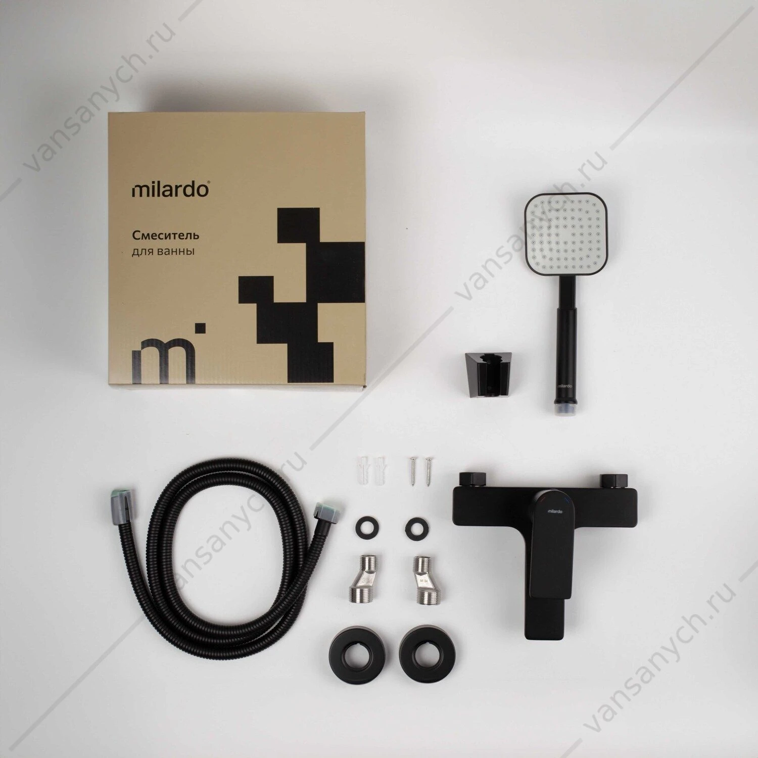 Смеситель для ванны, чёрный матовый, Maze, Milardo, MAZBL00M02