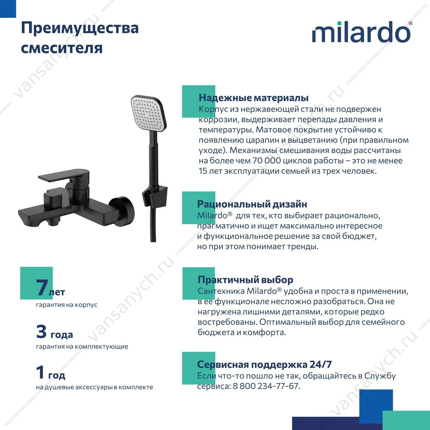Смеситель для ванны, чёрный матовый, Maze, Milardo, MAZBL00M02