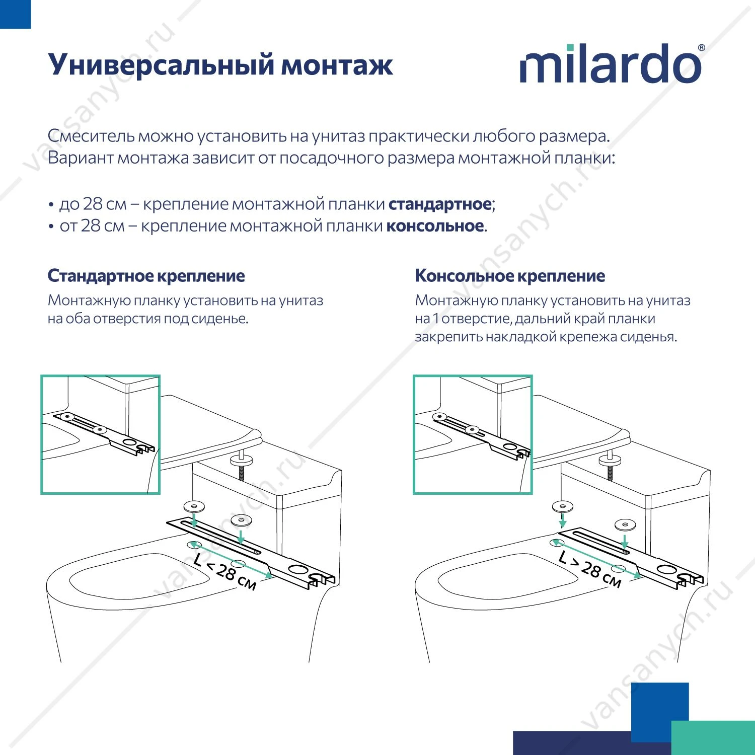 Смеситель с гигиеническим душем, на унитаз, глянцевый хром, Tidy, Milardo, 001SB00M08