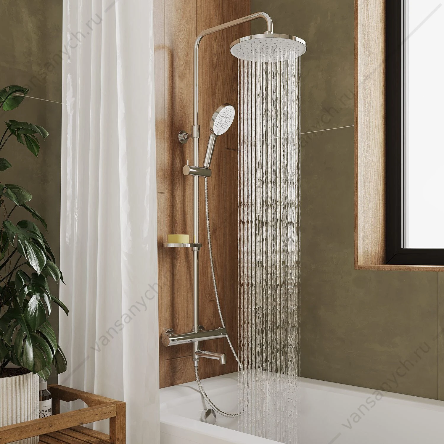 Смеситель термостат. для ванны с тропическим душем, хром, Ideal Spa, Milardo, ILSSBTHM06