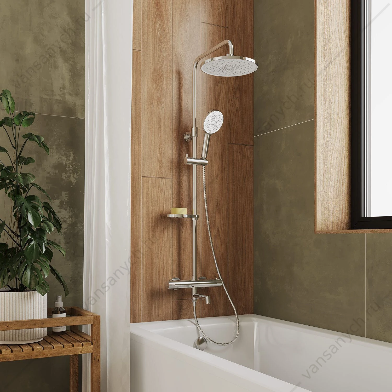 Смеситель термостат. для ванны с тропическим душем, хром, Ideal Spa, Milardo, ILSSBTHM06