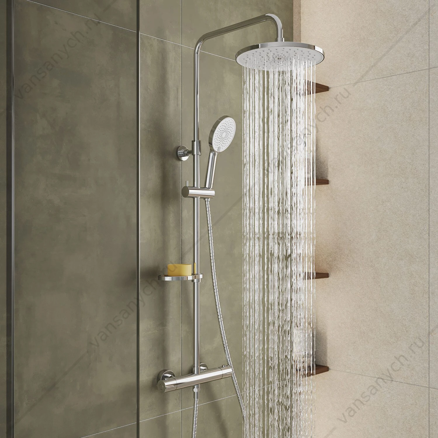 Смеситель термостат. для душа с тропическим душем, хром, Ideal Spa, Milardo, ILSSBTHM89