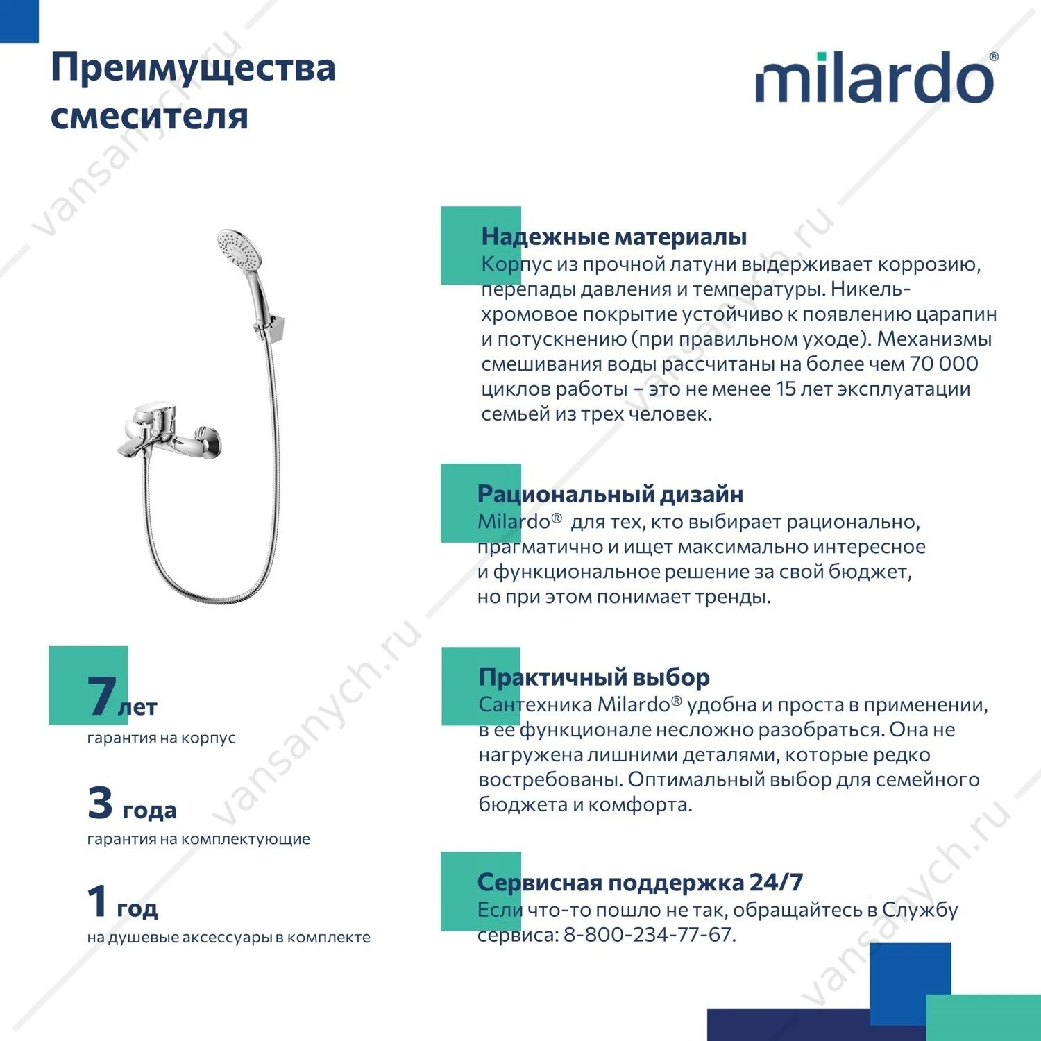 Смеситель для ванны, глянцевый хром, Rora, Milardo, RORSB00M02
