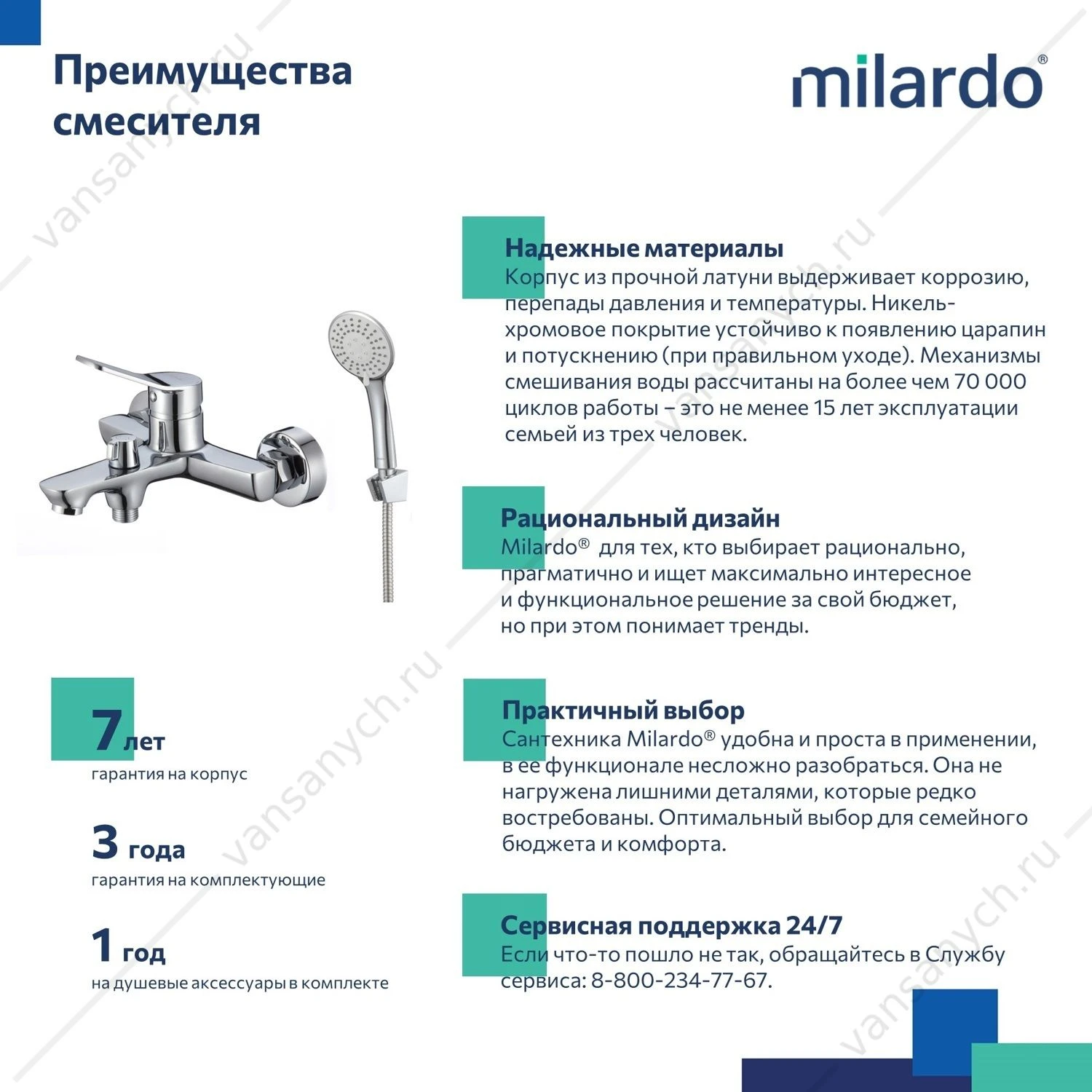 Смеситель для ванны, глянцевый хром, Enjoy, Milardo, ENJSB00M02