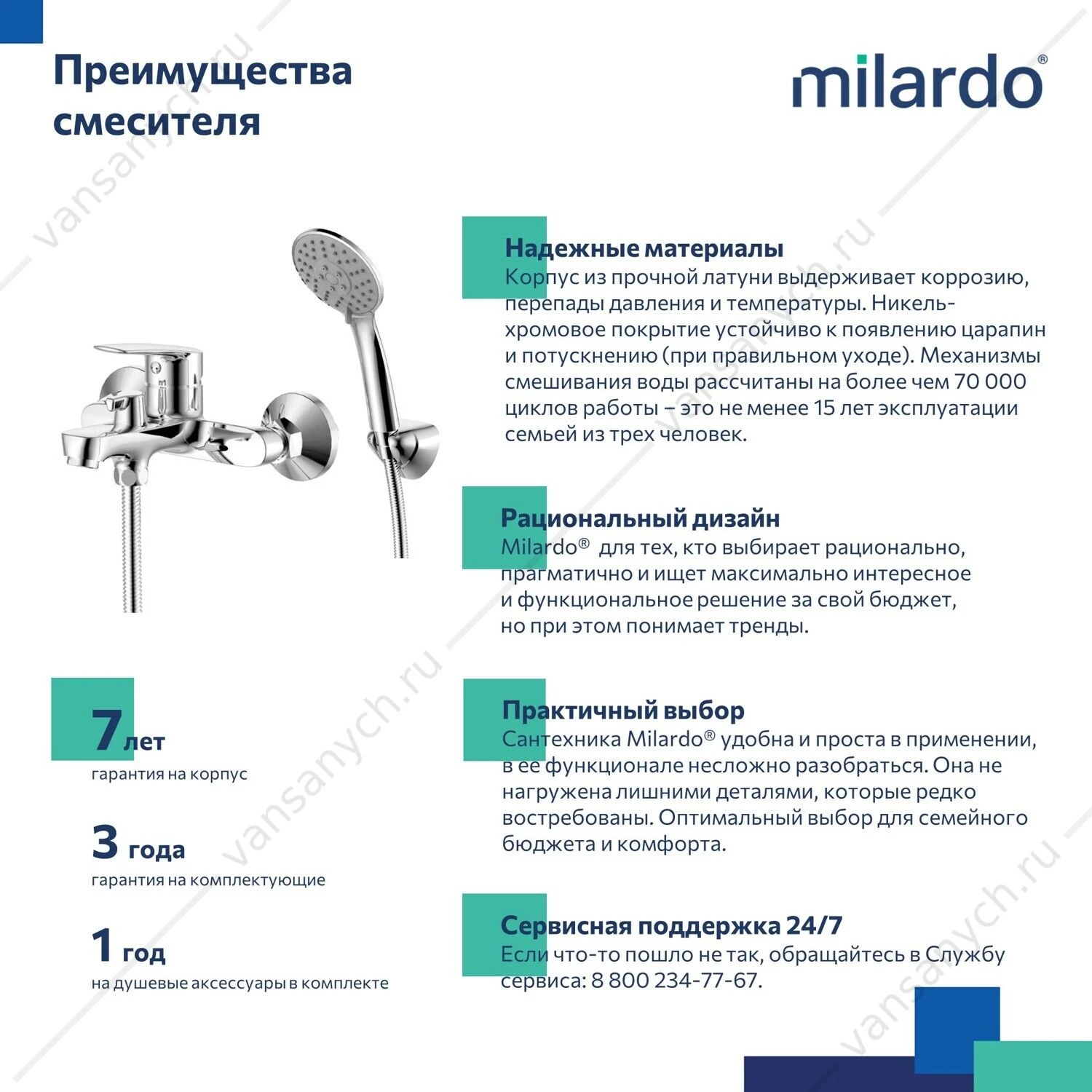 Смеситель для ванны, Horizont, Milardo, HORSB02M02
