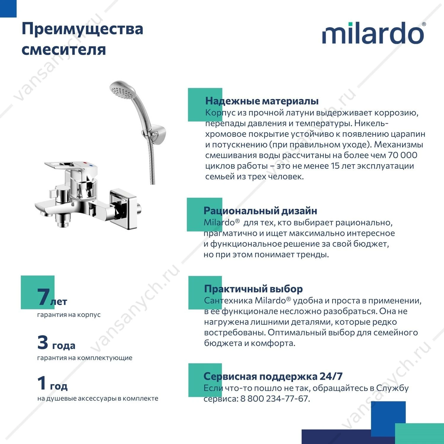 Смеситель для ванны с керам. диверт., Atlantic, Milardo, ATLSBC0M02