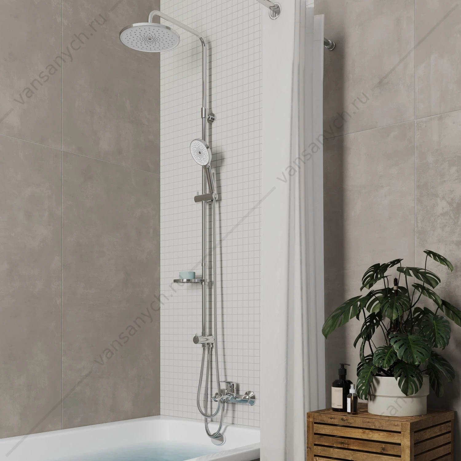 Душевой гарнитур с тропической лейкой, глянцевый хром, Ideal Spa, Milardo, ILSSB3FM76