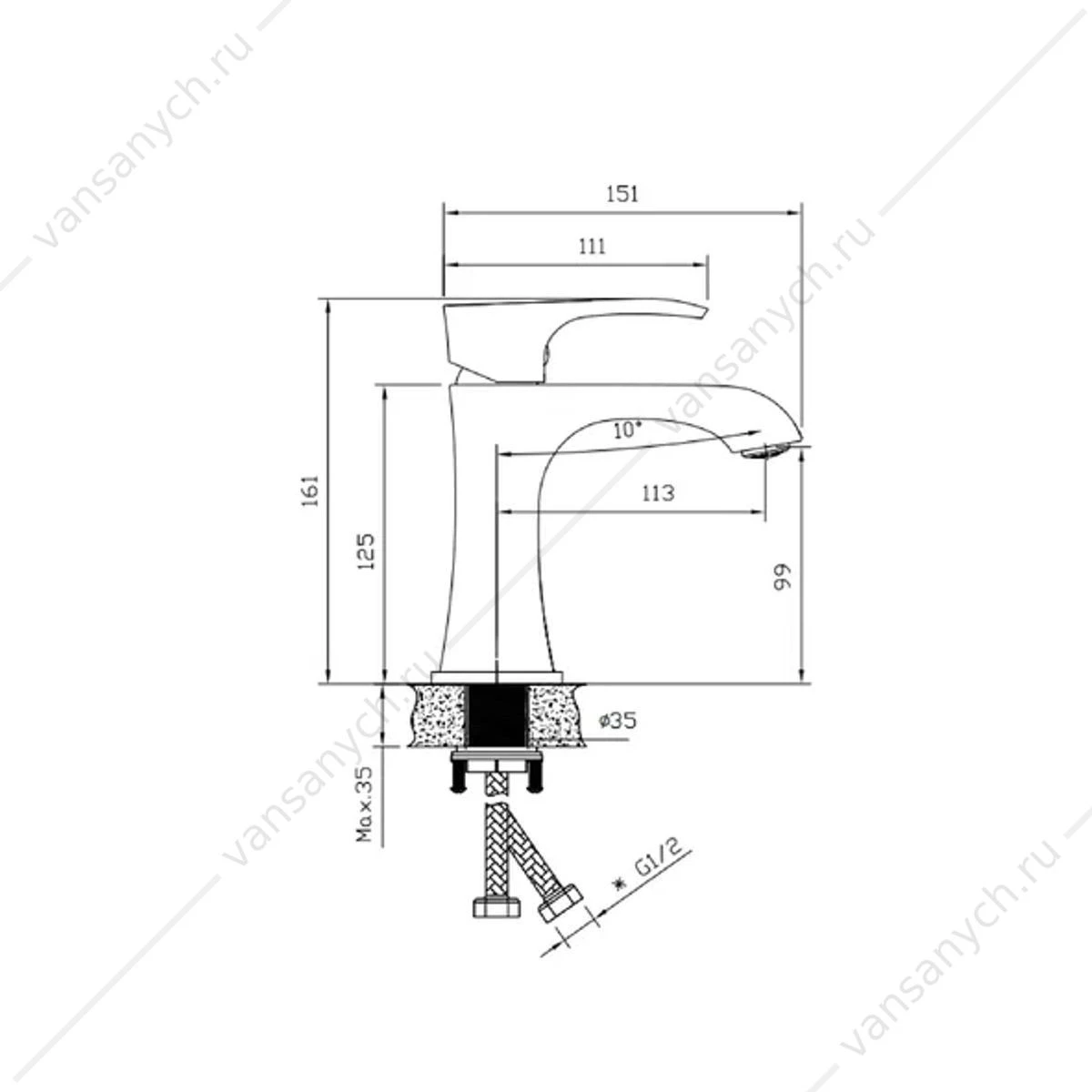 Смеситель для раковины BELZ B10507-5 золото
