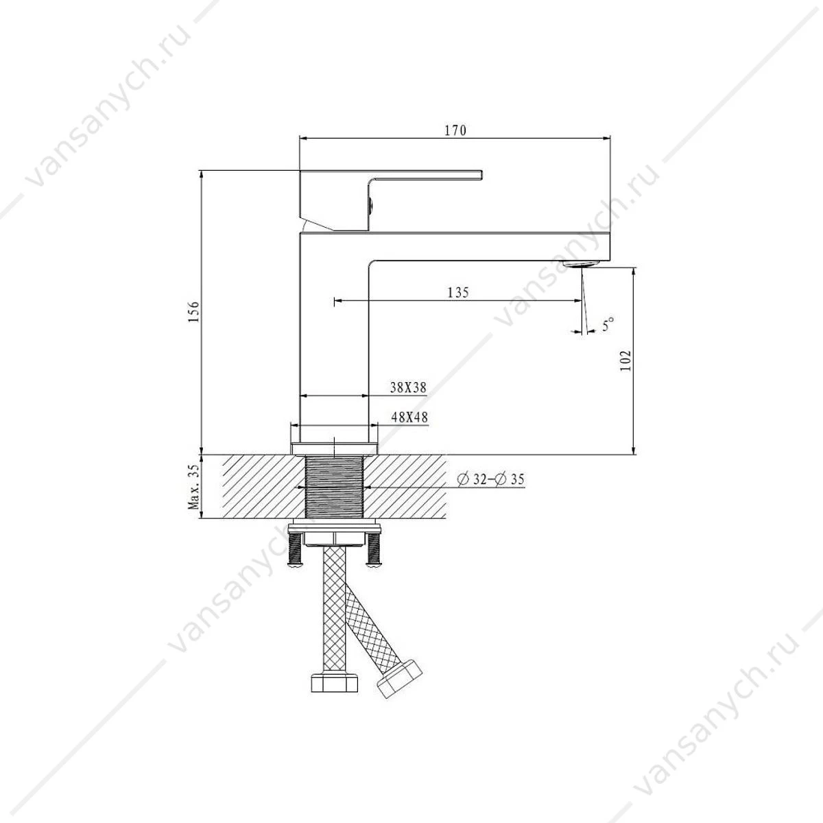 Смеситель для раковины BELZ B10672 хром