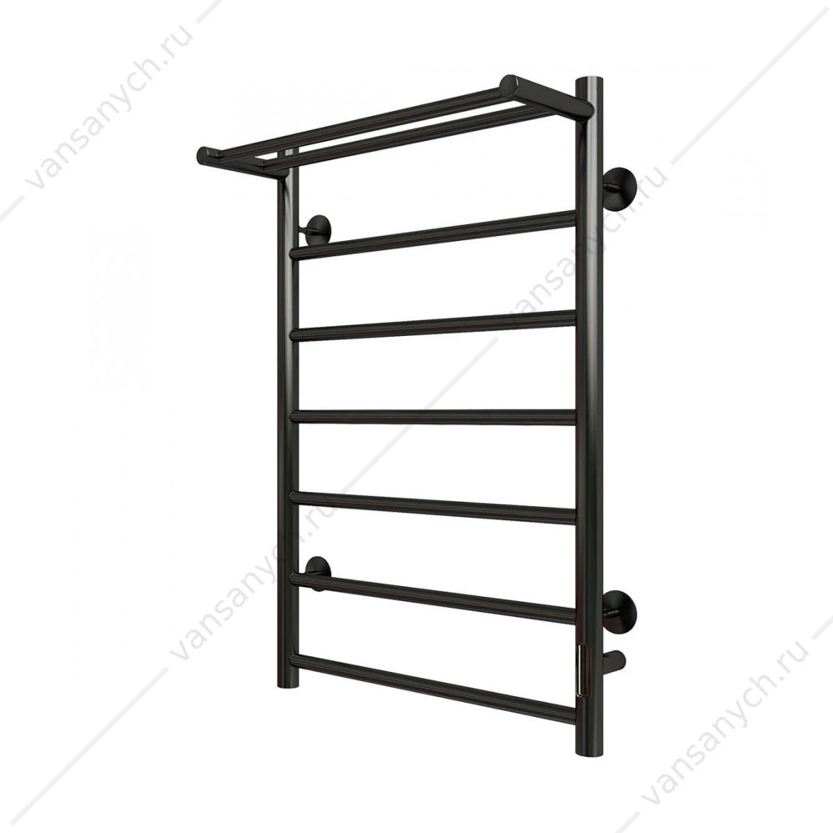 Полотенцесушитель 50х80 электрический 130Вт Grois Laura GR-152 П6/2 с полкой black mat R