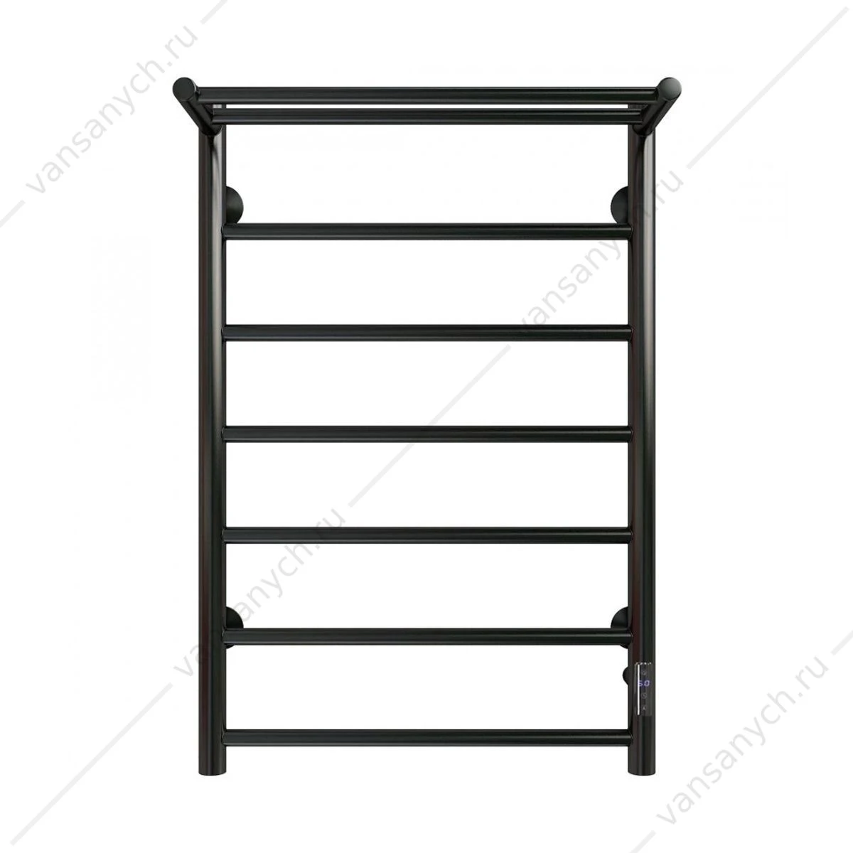 Полотенцесушитель 50х80 электрический 130Вт Grois Laura GR-152 П6/2 с полкой black mat R