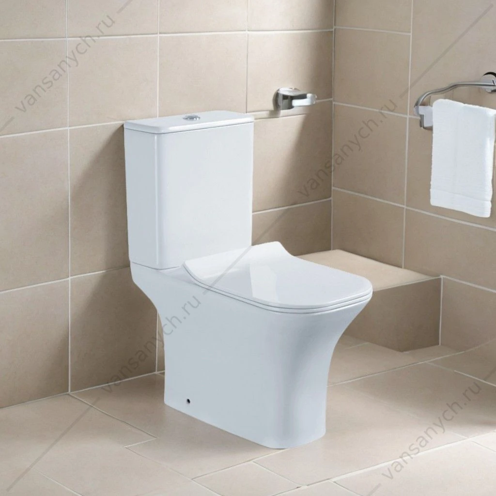 Унитаз-компакт безободковый с сиденьем микролифт, быстросъем OLIVE'S MONTE MN31126DP