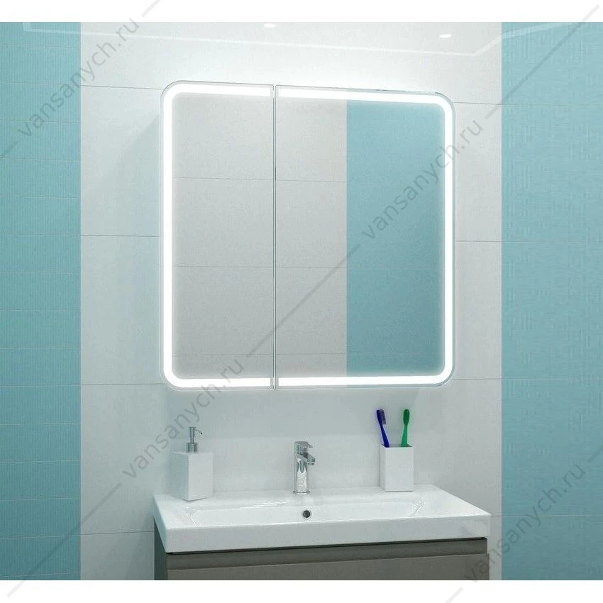 Зеркало-шкаф 100х80 c датчиком движения Elliot LED, подсветка, розетка МВК031