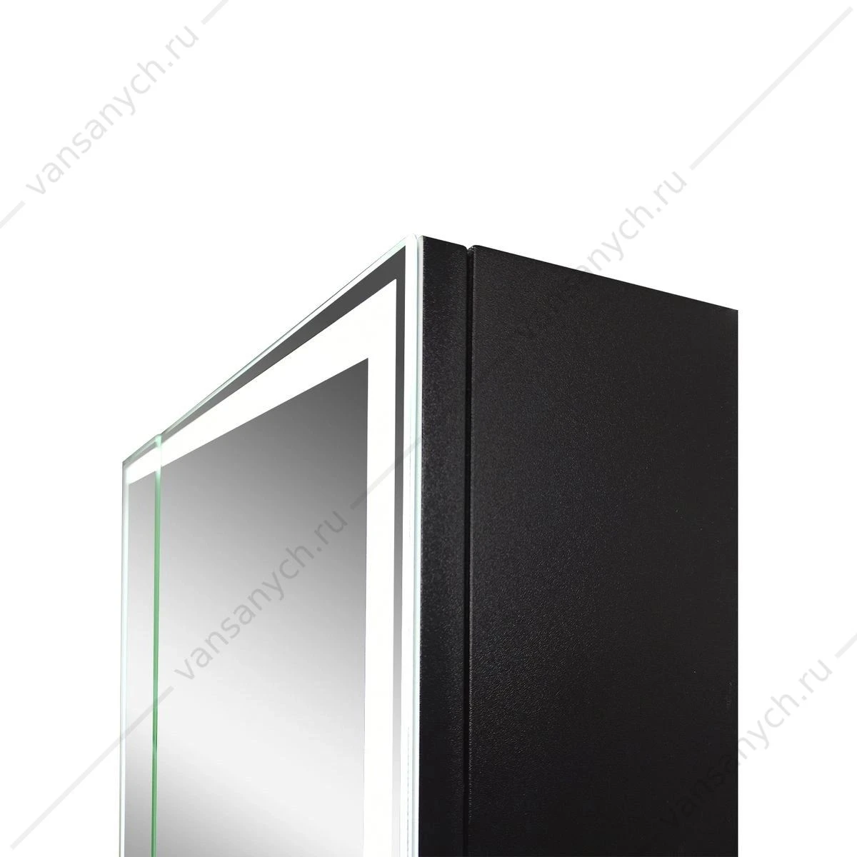 Зеркало-шкаф 100х80 Mirror Box black с LED подсветкой, МВК051