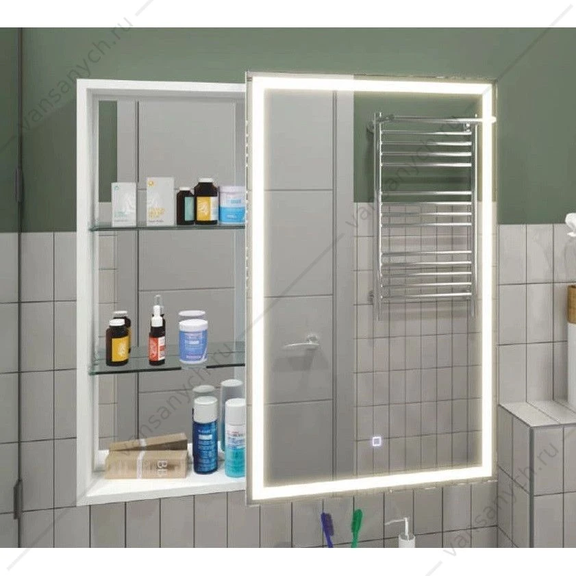 Зеркало-шкаф 80х80 Aperio LED подсветка, сенсор, МВК007