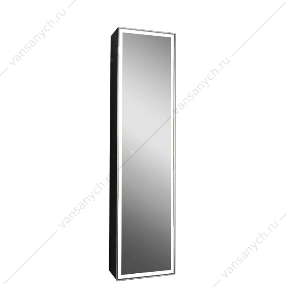 Пенал-зеркало 40х160 Mirror Box black LED подсветка, черный корпус, МВК050