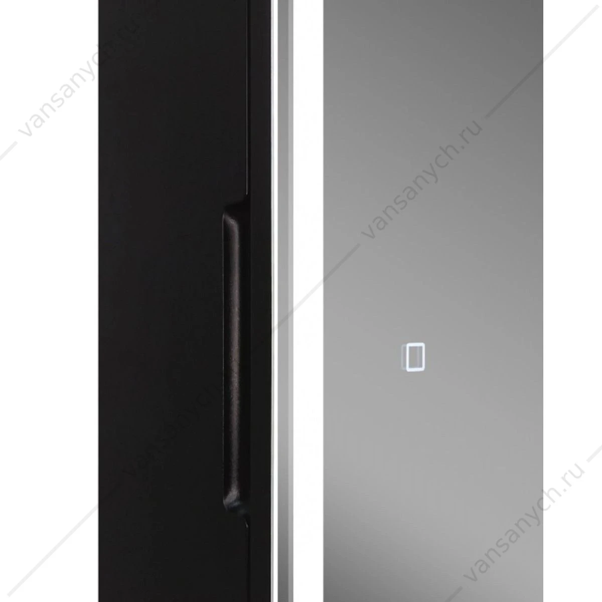 Пенал-зеркало 40х160 Mirror Box black LED подсветка, черный корпус, МВК050