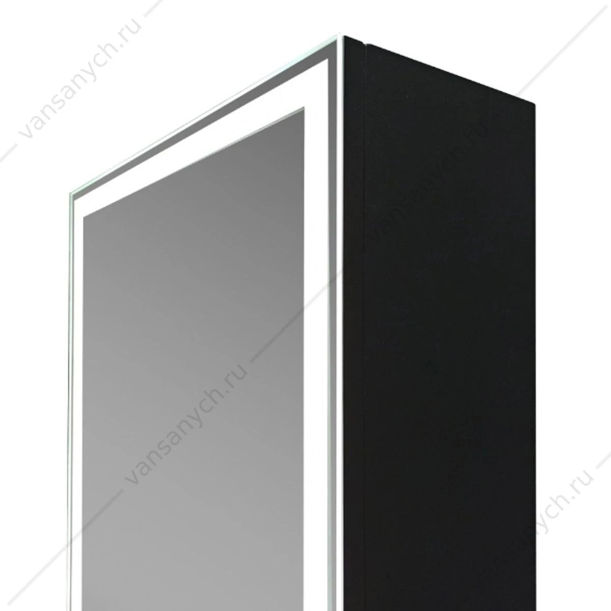 Пенал-зеркало 40х160 Mirror Box black LED подсветка, черный корпус, МВК050
