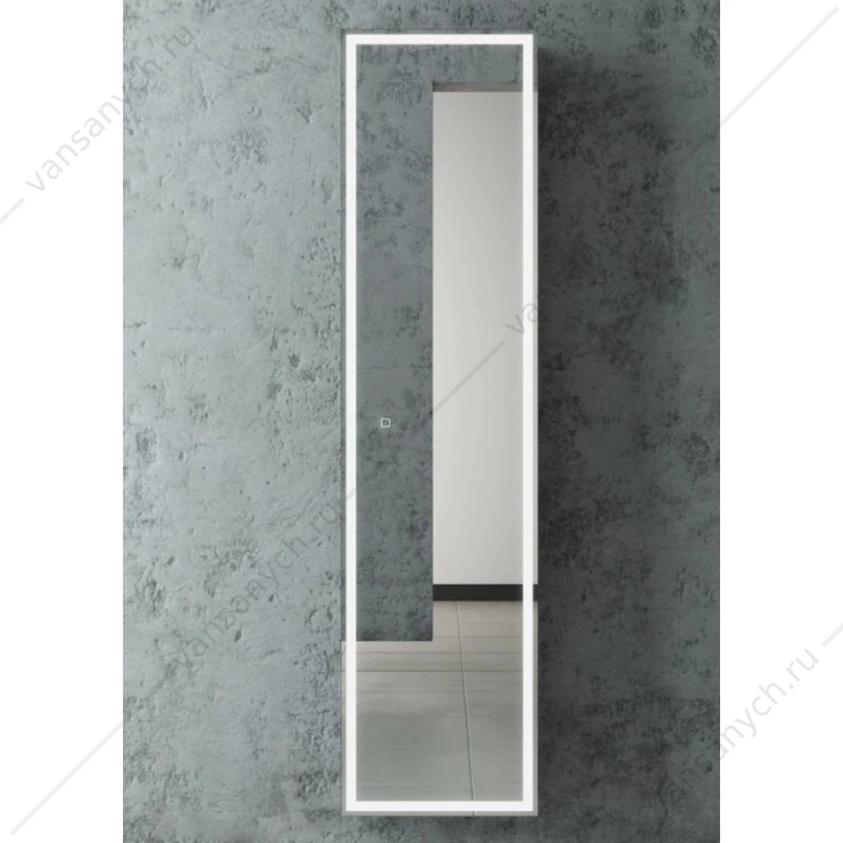 Пенал-зеркало 40х160 Mirror Box black LED подсветка, черный корпус, МВК050