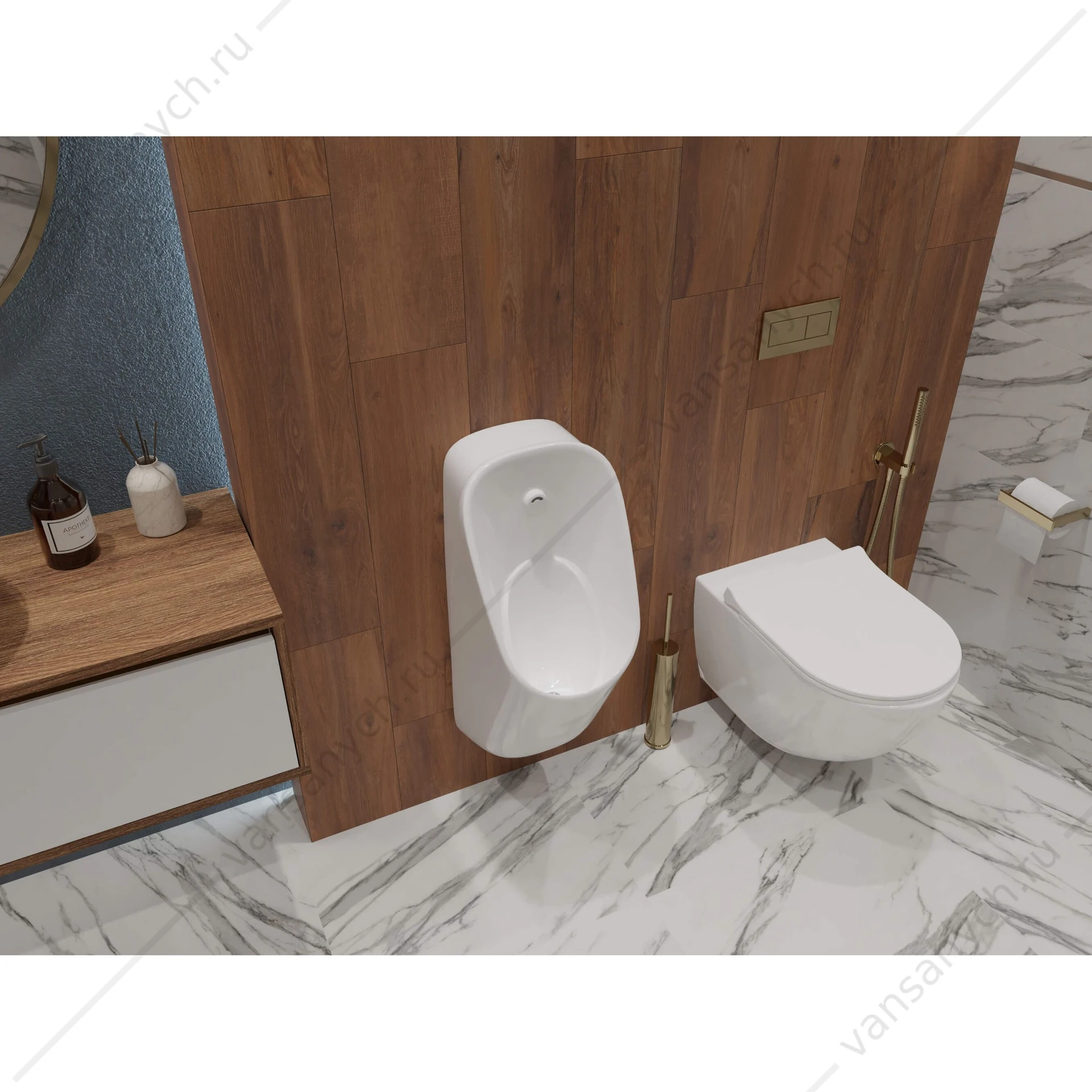 Писсуар в комплекте с сенсорным смывным механизмом AQ3060-S-00, белый
