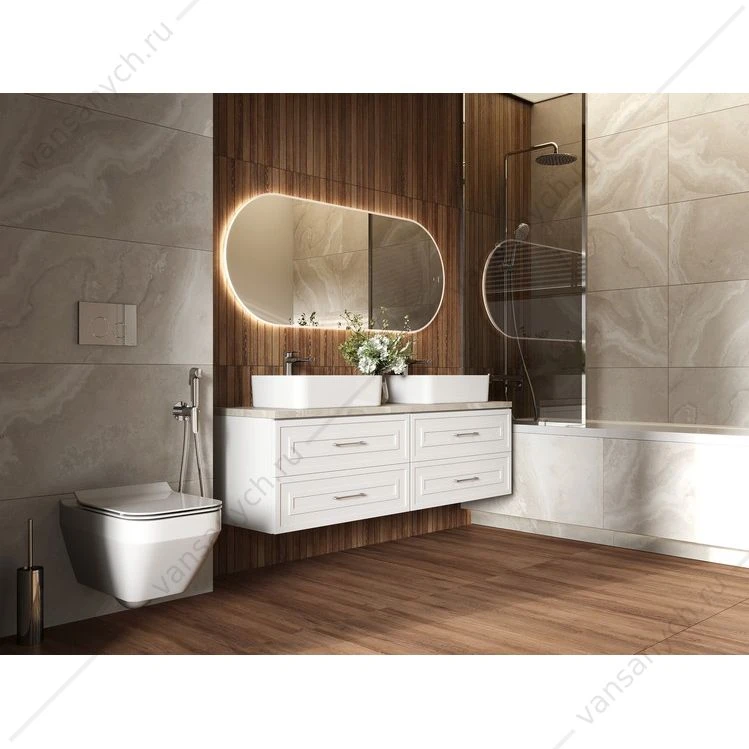Тумба 80см под раковину подвесная Cersanit Classic 80 белая матовая 69090