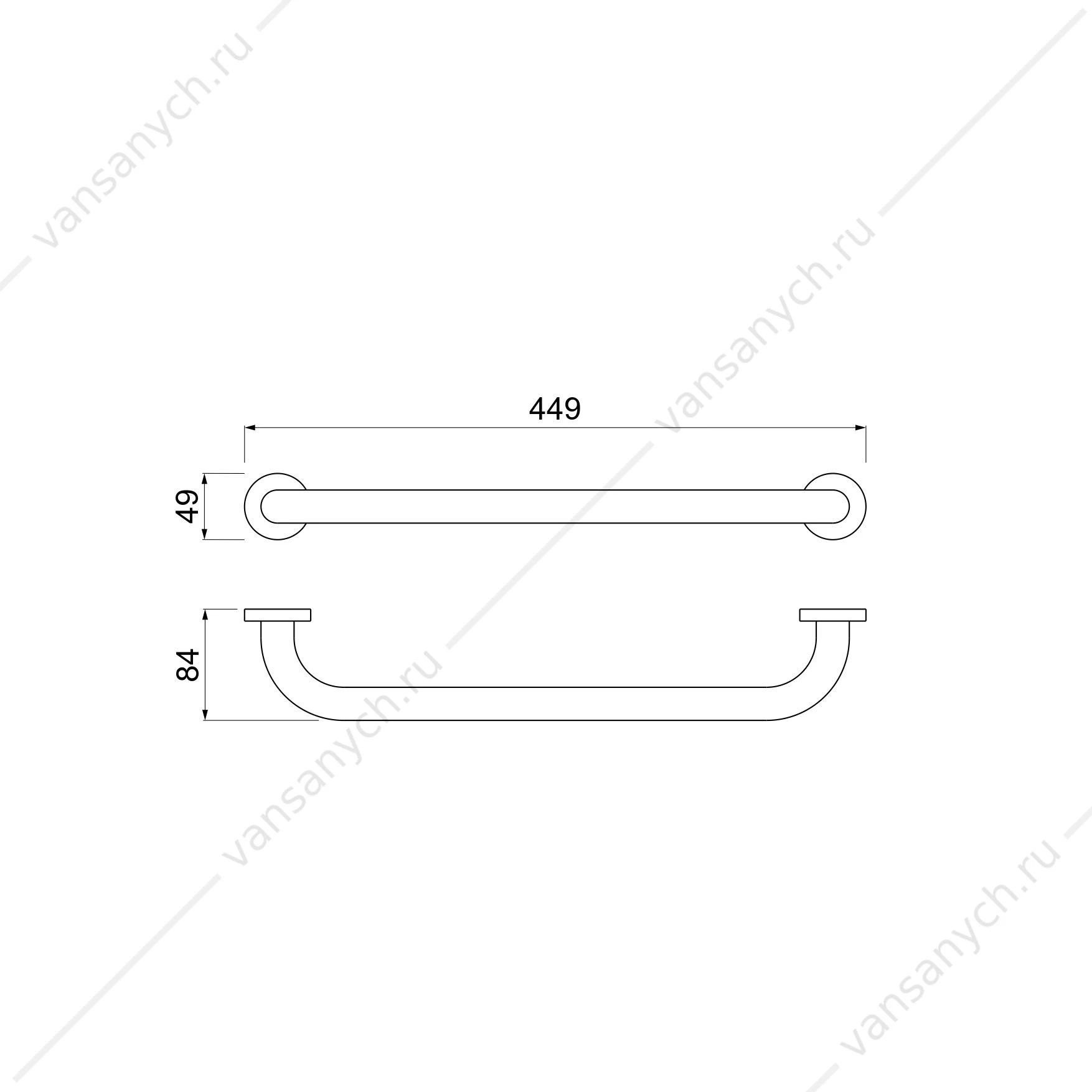 Поручень 45см AQUATEK, оружейная сталь AQ4995BGM