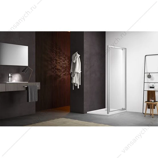 Дверь душевая 80х200 распашная, профиль хром, стекло прозр., AQ ARI PI 08020CH