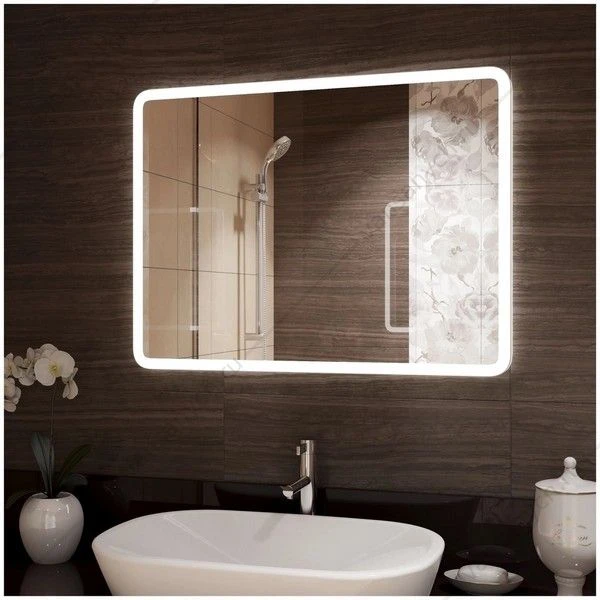 Зеркало 80х60 с подсветкой и часами Demure ЗЛП567 LED, сенсор. выкл