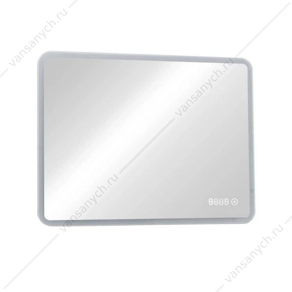 Зеркало 80х60 с подсветкой и часами Demure ЗЛП567 LED, сенсор. выкл